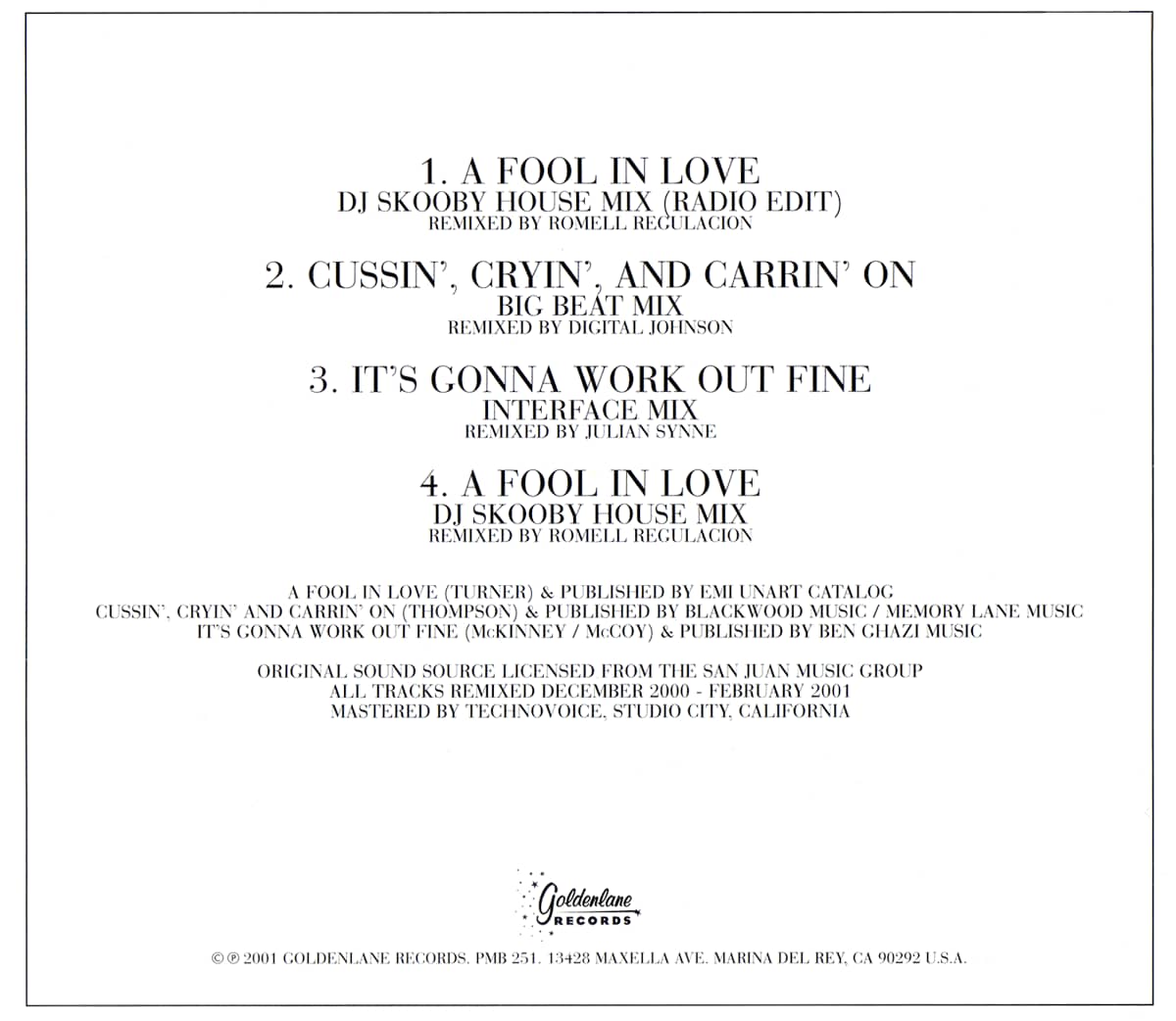 Ike & Tina Turner - A Fool In Love (Millennium Versions) - Single