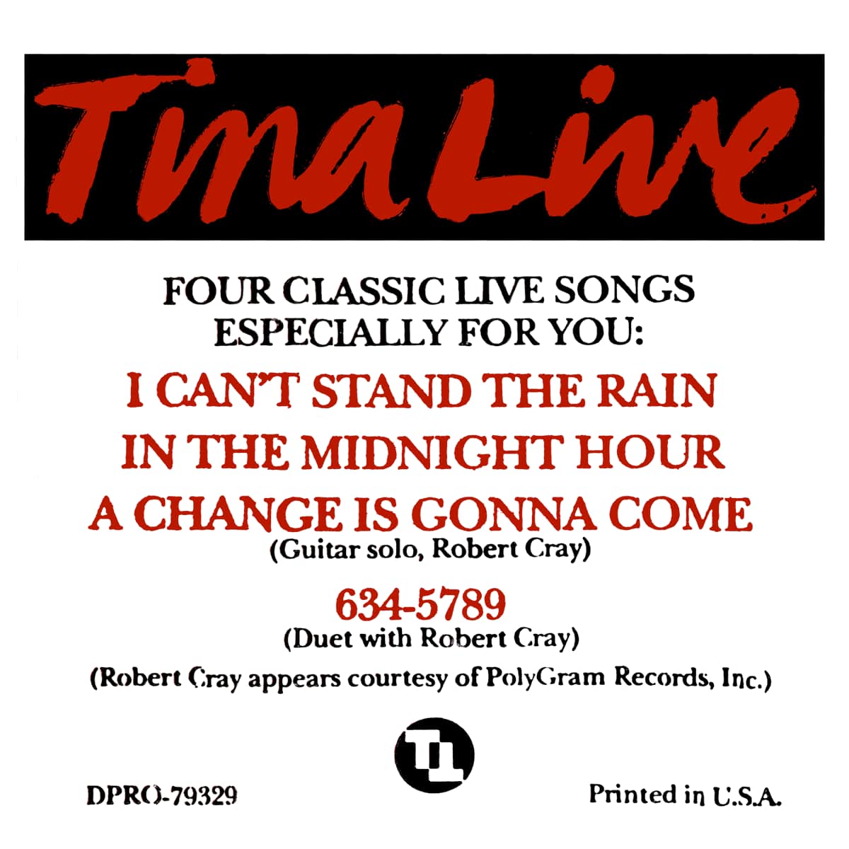 Tina Turner - Live In Europe - Promo