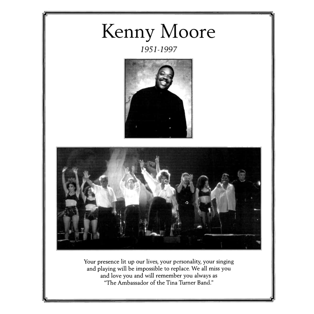 Tina Turner - Wildest Dreams Tour - Kenny Moore