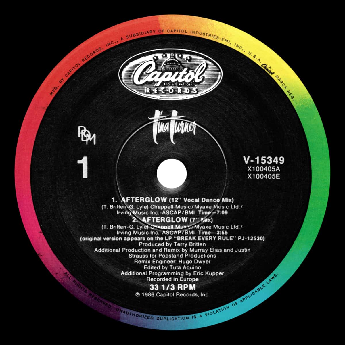 Tina Turner - Afterglow - Single