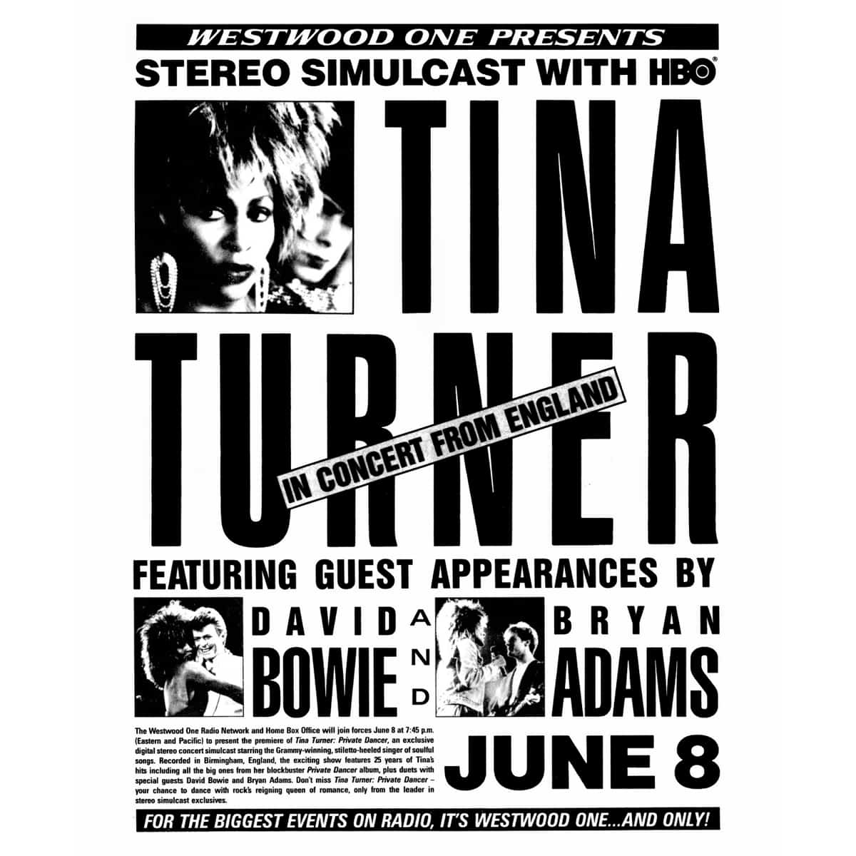 Tina Turner - Private Dancer Tour - Promo (Westwood One)